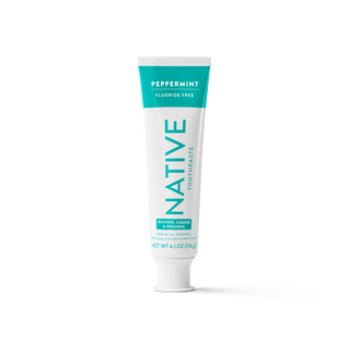 Native peppermint toothpaste tube on a white background